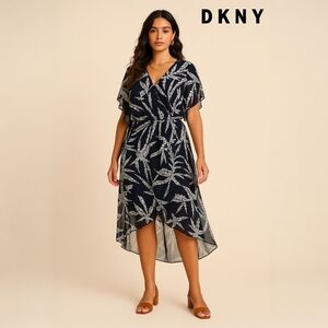 DKNY Black and White Asymmetrical High-Low Sundress - 18W - NWT
